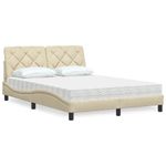 Casa si Gradina - Mobilier - Paturi si accesorii - Paturi - Pat cu saltea, crem, 140x200 cm, material textil - Infinity.ro