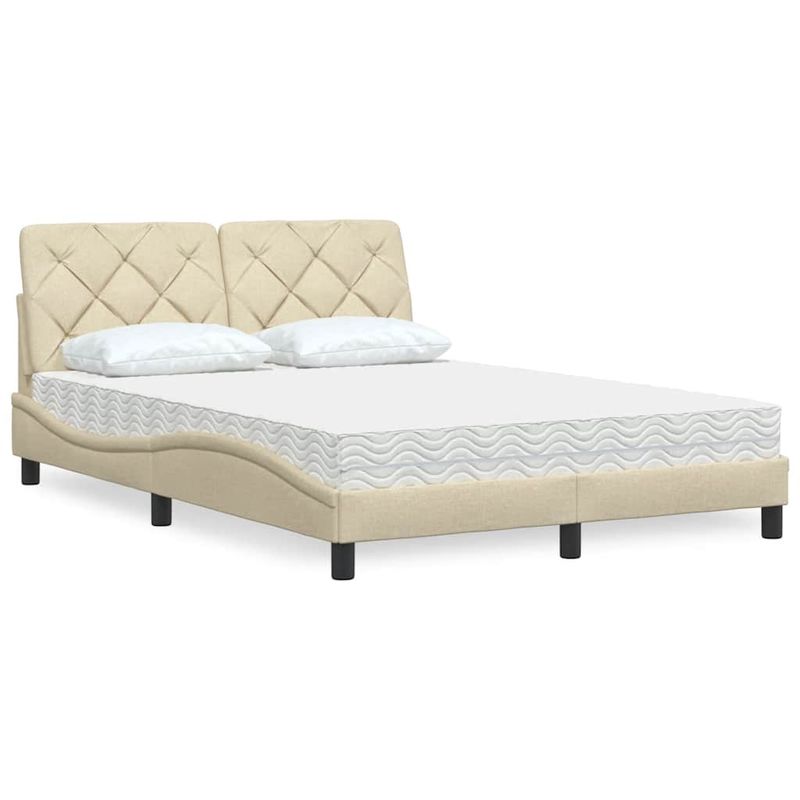 Casa si Gradina - Mobilier - Paturi si accesorii - Paturi - Pat cu saltea, crem, 140x200 cm, material textil - Infinity.ro