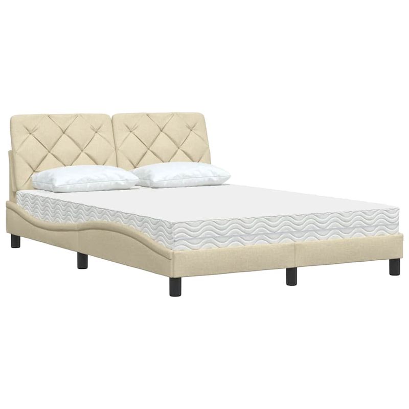 Casa si Gradina - Mobilier - Paturi si accesorii - Paturi - Pat cu saltea, crem, 140x200 cm, material textil - Infinity.ro