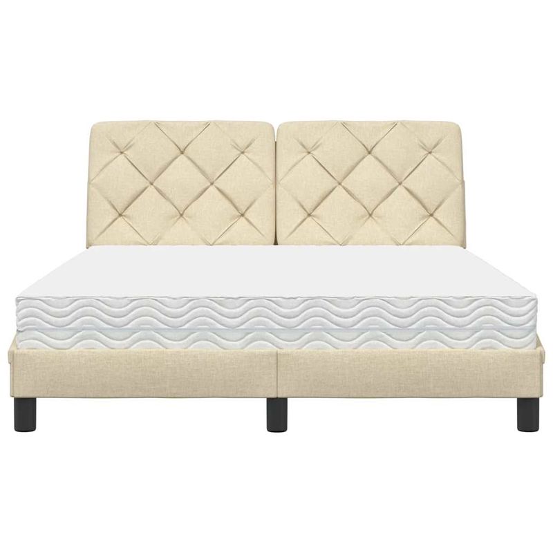 Casa si Gradina - Mobilier - Paturi si accesorii - Paturi - Pat cu saltea, crem, 140x200 cm, material textil - Infinity.ro