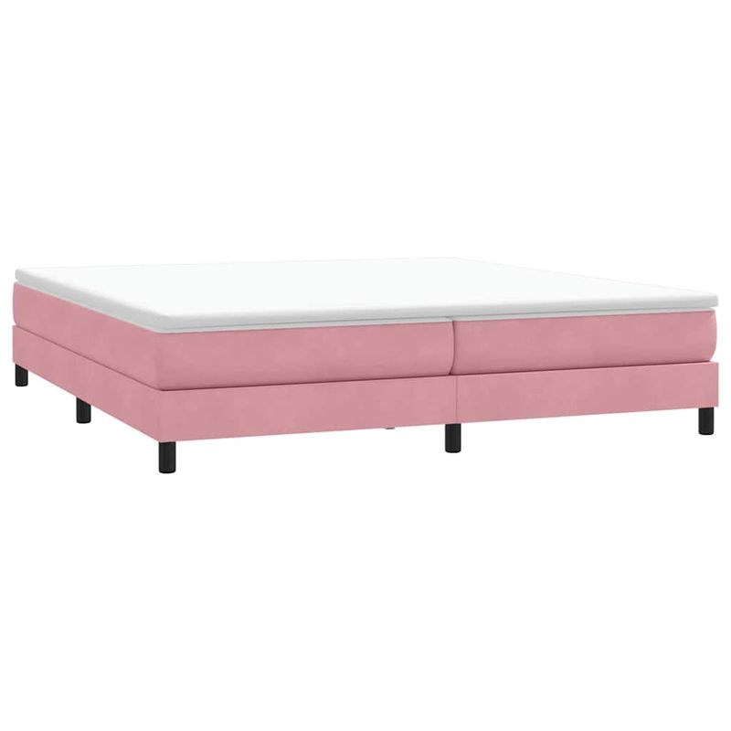 Casa si Gradina - Mobilier - Paturi si accesorii - Paturi - Pat box spring cu saltea, roz, 180x210 cm, catifea - Infinity.ro