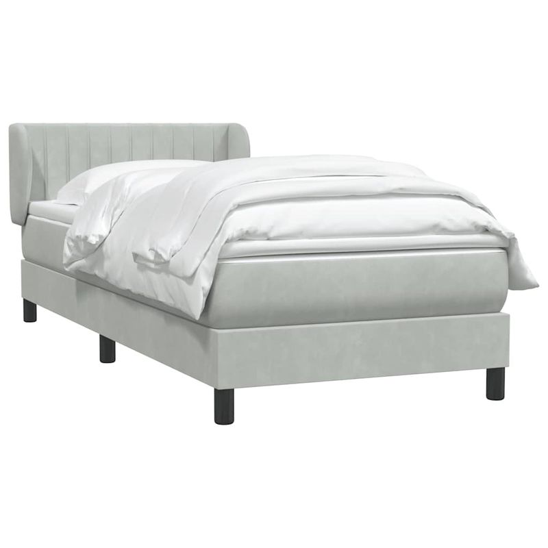 Casa si Gradina - Mobilier - Paturi si accesorii - Paturi - Pat box spring cu saltea, gri deschis, 90x210 cm, catifea - Infinity.ro