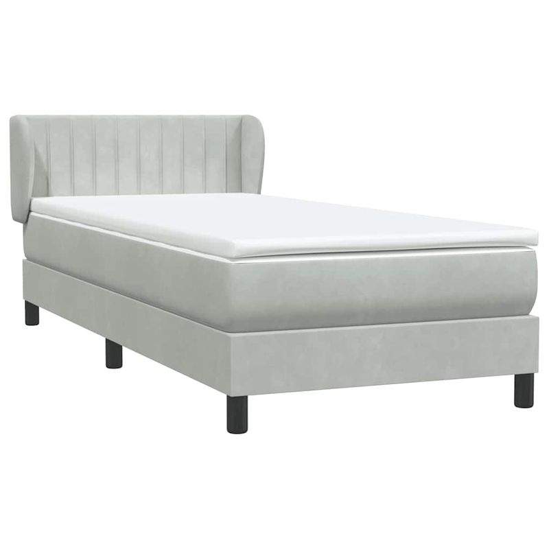 Casa si Gradina - Mobilier - Paturi si accesorii - Paturi - Pat box spring cu saltea, gri deschis, 90x210 cm, catifea - Infinity.ro