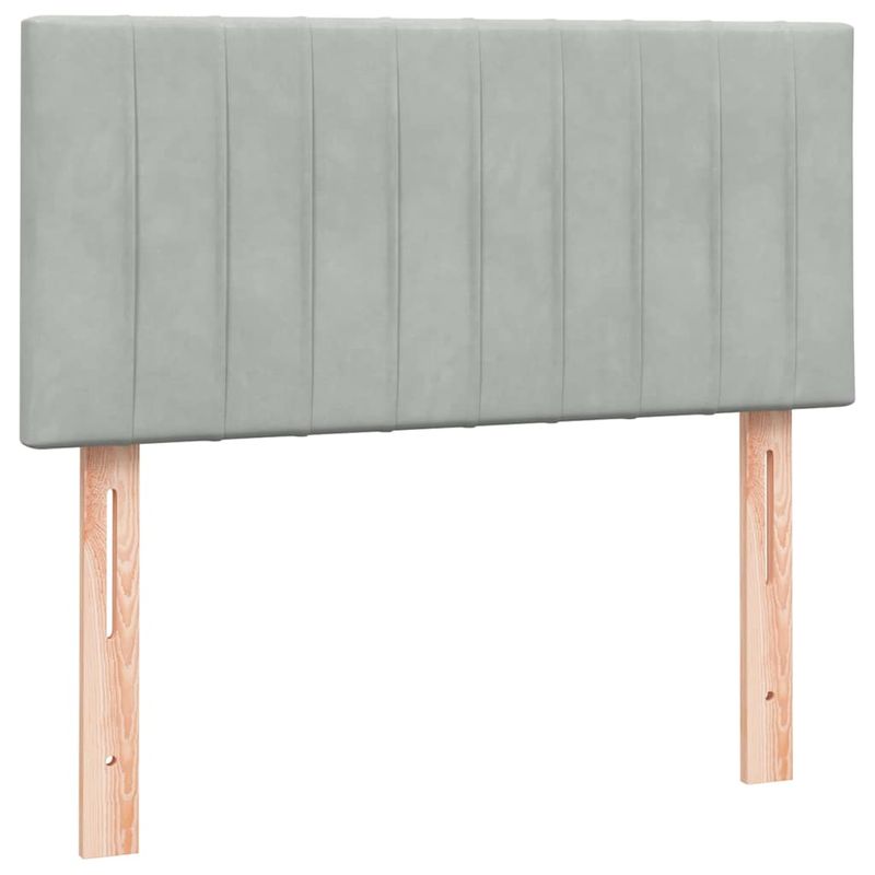 Casa si Gradina - Mobilier - Paturi si accesorii - Paturi - Pat box spring cu saltea, gri deschis, 90x210 cm, catifea - Infinity.ro