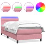 Casa si Gradina - Mobilier - Paturi si accesorii - Paturi - Pat box spring cu saltea, roz, 90x220 cm, catifea - Infinity.ro