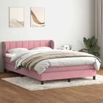 Casa si Gradina - Mobilier - Paturi si accesorii - Paturi - Pat box spring cu saltea, roz, 160x210 cm, catifea - Infinity.ro