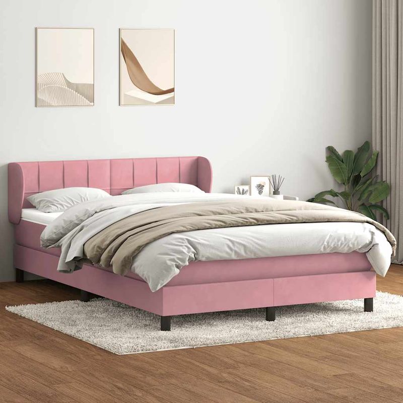 Casa si Gradina - Mobilier - Paturi si accesorii - Paturi - Pat box spring cu saltea, roz, 160x210 cm, catifea - Infinity.ro