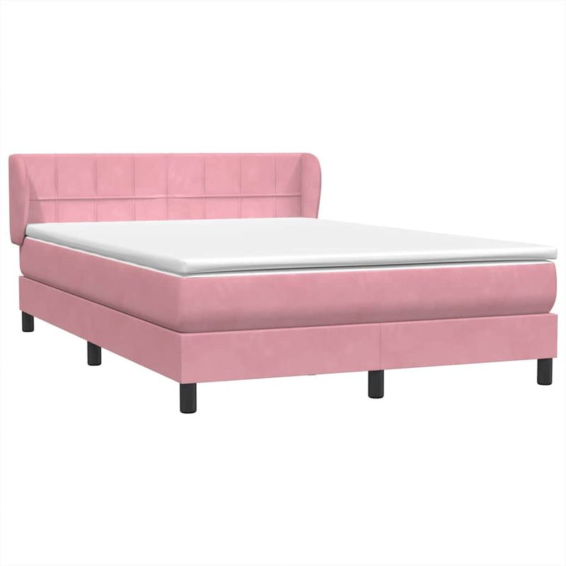 Casa si Gradina - Mobilier - Paturi si accesorii - Paturi - Pat box spring cu saltea, roz, 160x210 cm, catifea - Infinity.ro