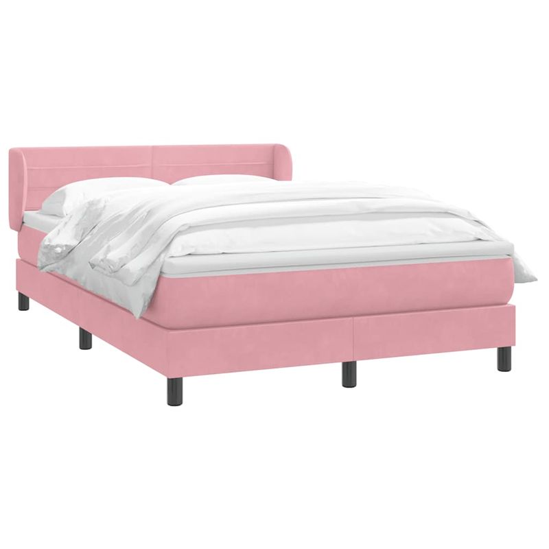 Casa si Gradina - Mobilier - Paturi si accesorii - Paturi - Pat box spring cu saltea, roz, 160x210 cm, catifea - Infinity.ro