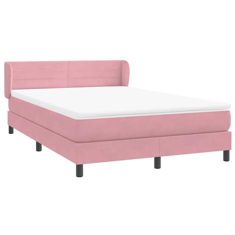 Casa si Gradina - Mobilier - Paturi si accesorii - Paturi - Pat box spring cu saltea, roz, 160x210 cm, catifea - Infinity.ro