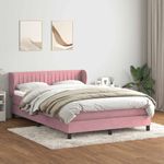 Casa si Gradina - Mobilier - Paturi si accesorii - Paturi - Pat box spring cu saltea, roz, 160x210 cm, catifea - Infinity.ro