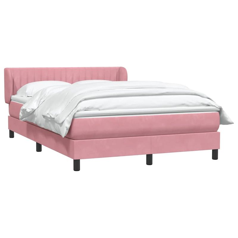 Casa si Gradina - Mobilier - Paturi si accesorii - Paturi - Pat box spring cu saltea, roz, 160x210 cm, catifea - Infinity.ro