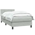 Casa si Gradina - Mobilier - Paturi si accesorii - Paturi - Pat box spring cu saltea, gri deschis, 90x210 cm, catifea - Infinity.ro