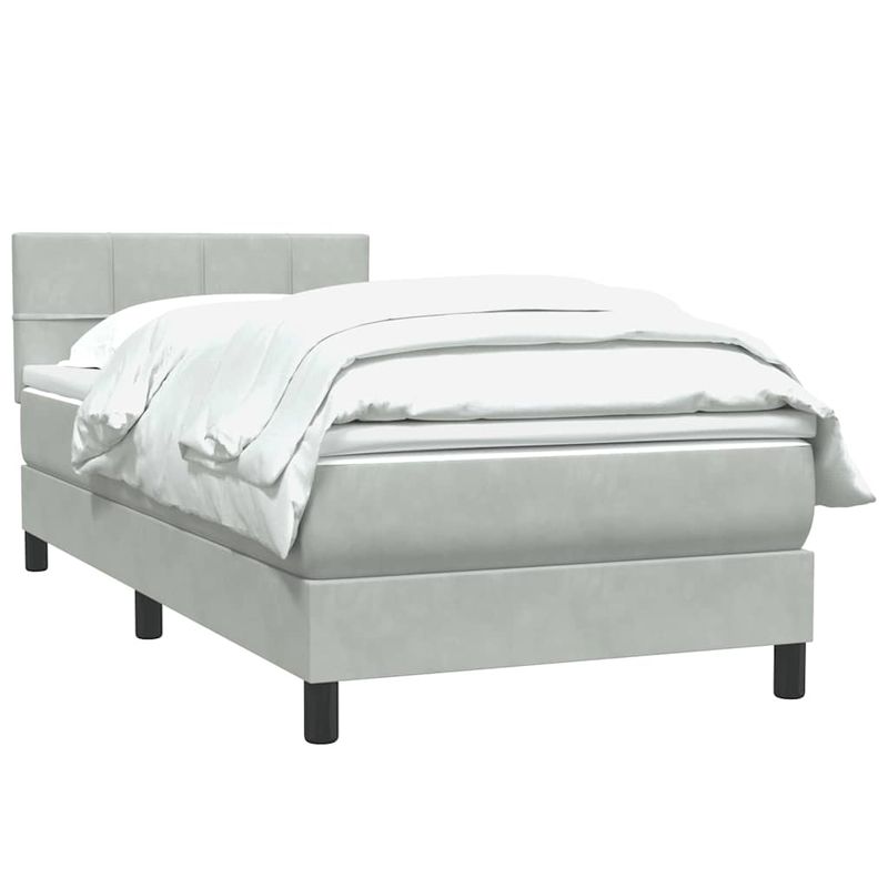 Casa si Gradina - Mobilier - Paturi si accesorii - Paturi - Pat box spring cu saltea, gri deschis, 90x210 cm, catifea - Infinity.ro