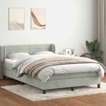 Casa si Gradina - Mobilier - Paturi si accesorii - Paturi - Pat box spring cu saltea, gri deschis, 160x210 cm, catifea - Infinity.ro