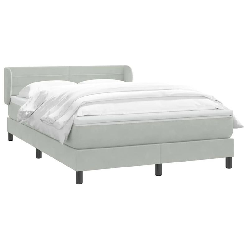 Casa si Gradina - Mobilier - Paturi si accesorii - Paturi - Pat box spring cu saltea, gri deschis, 160x210 cm, catifea - Infinity.ro
