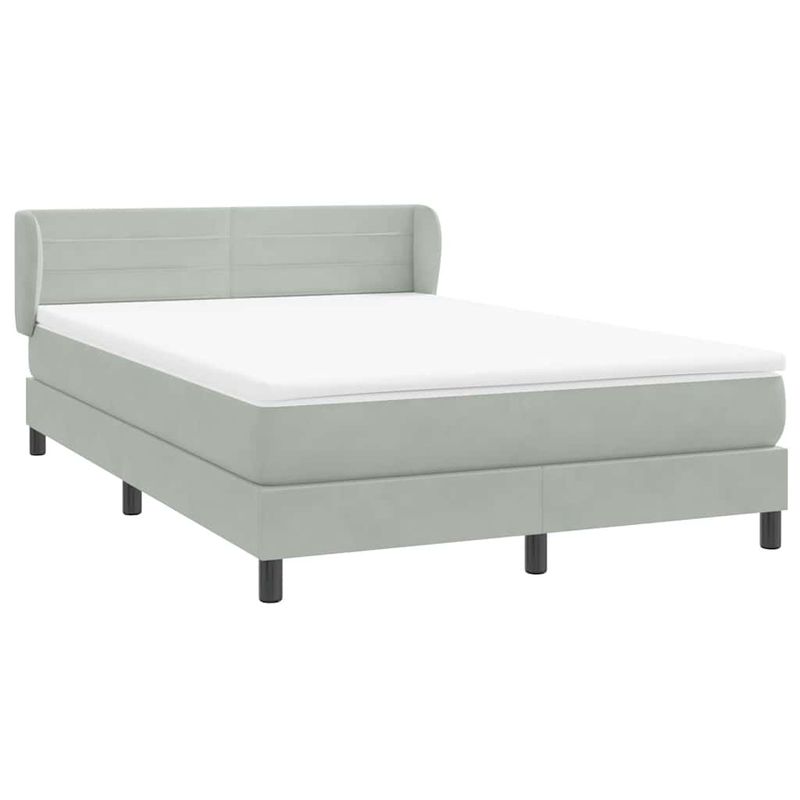 Casa si Gradina - Mobilier - Paturi si accesorii - Paturi - Pat box spring cu saltea, gri deschis, 160x210 cm, catifea - Infinity.ro