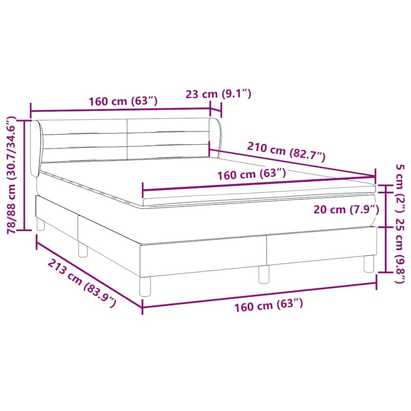 Casa si Gradina - Mobilier - Paturi si accesorii - Paturi - Pat box spring cu saltea, gri deschis, 160x210 cm, catifea - Infinity.ro