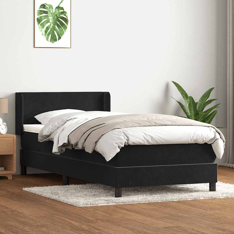 Casa si Gradina - Mobilier - Paturi si accesorii - Paturi - Pat box spring cu saltea, negru, 80x220 cm, catifea - Infinity.ro