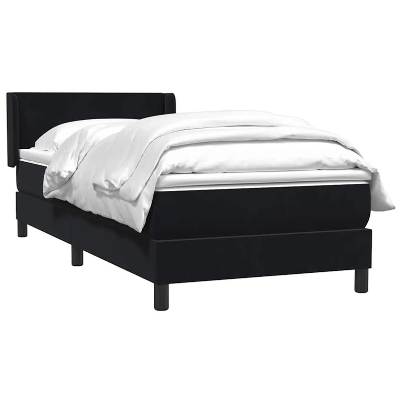 Casa si Gradina - Mobilier - Paturi si accesorii - Paturi - Pat box spring cu saltea, negru, 80x220 cm, catifea - Infinity.ro