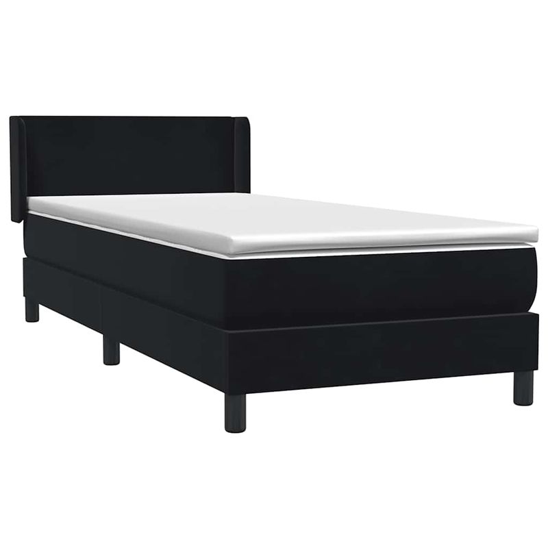 Casa si Gradina - Mobilier - Paturi si accesorii - Paturi - Pat box spring cu saltea, negru, 80x220 cm, catifea - Infinity.ro