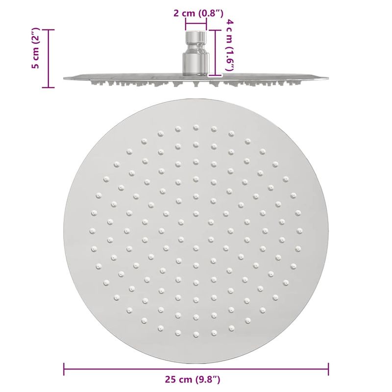 Casa si Gradina - Sanitare - Cazi si cabine de dus - Coloane si seturi de dus - Cap de dus cu ploaie rotunda din otel inoxidabil 304 25 cm - Infinity.ro