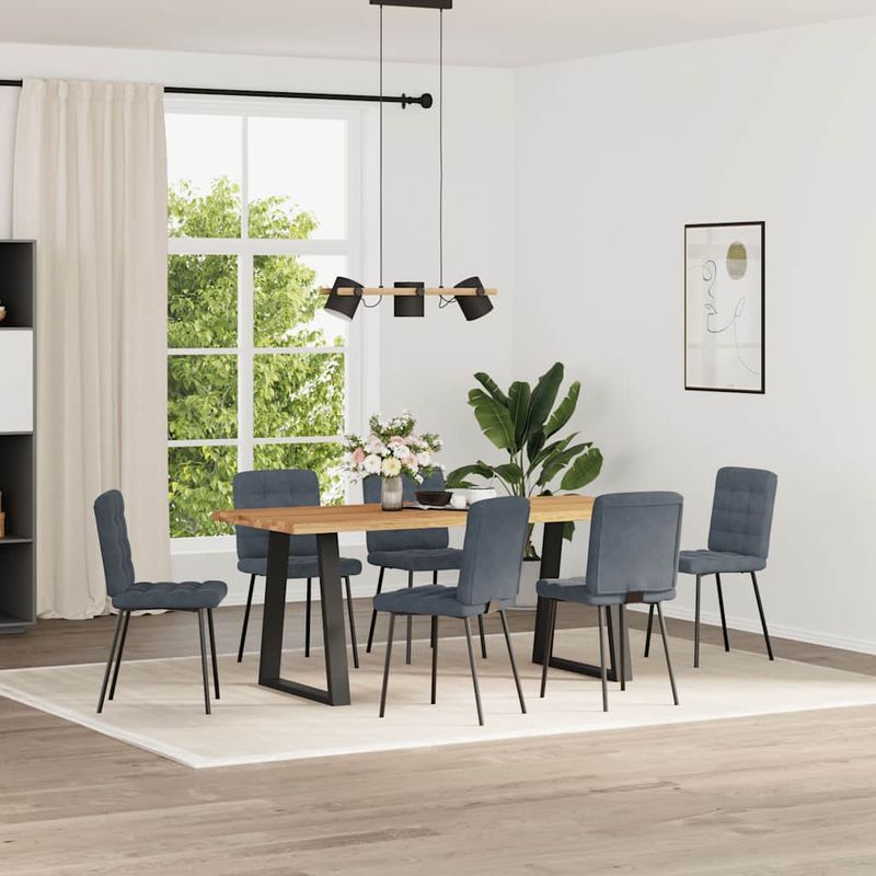 Casa si Gradina - Mobilier - Scaune si fotolii - Scaune - Scaune de bucatarie, 6 buc., gri inchis, catifea - Infinity.ro