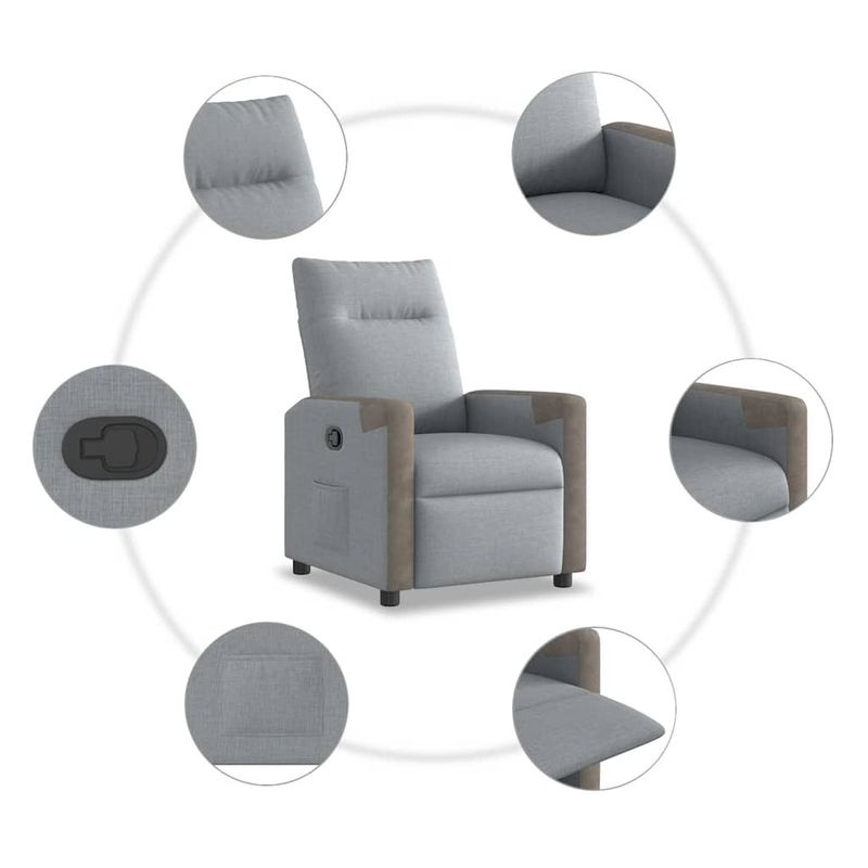 Casa si Gradina - Mobilier - Scaune si fotolii - Fotolii - Fotoliu rabatabil, gri deschis, material textil - Infinity.ro