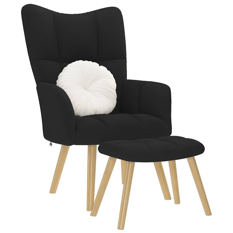 Casa si Gradina - Mobilier - Scaune si fotolii - Fotolii - Fotoliu de relaxare cu taburet, negru, textil - Infinity.ro