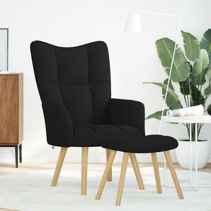 Casa si Gradina - Mobilier - Scaune si fotolii - Fotolii - Fotoliu de relaxare cu taburet, negru, textil - Infinity.ro