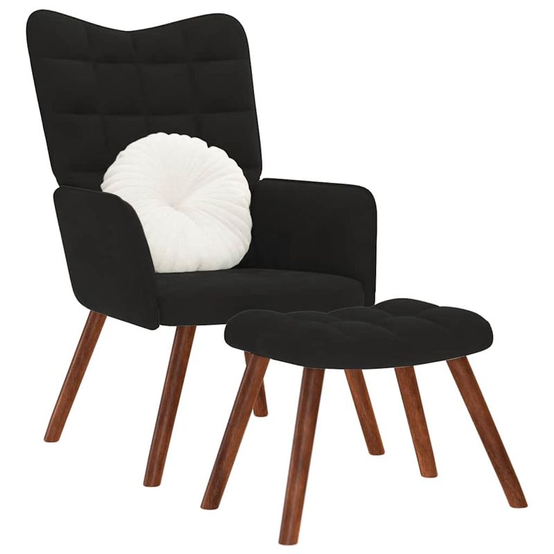 Casa si Gradina - Mobilier - Scaune si fotolii - Fotolii - Fotoliu de relaxare cu taburet, negru, catifea - Infinity.ro