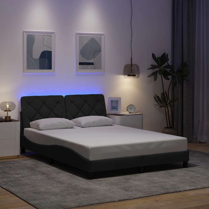 Casa si Gradina - Mobilier - Paturi si accesorii - Paturi - Cadru de pat cu LED fara saltea tesatura gri inchis 120x200 cm - Infinity.ro