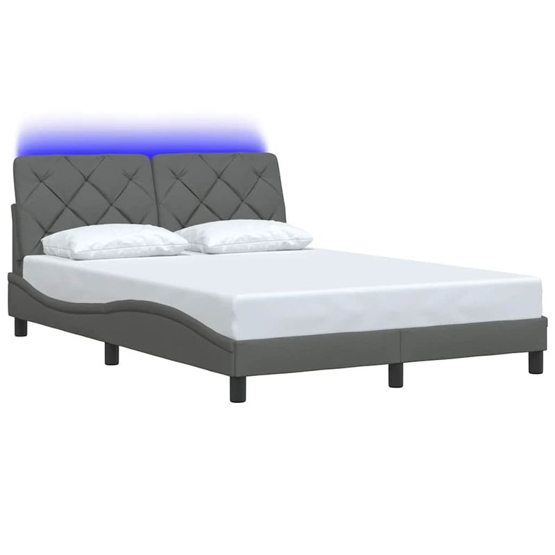 Casa si Gradina - Mobilier - Paturi si accesorii - Paturi - Cadru de pat cu LED fara saltea tesatura gri inchis 120x200 cm - Infinity.ro