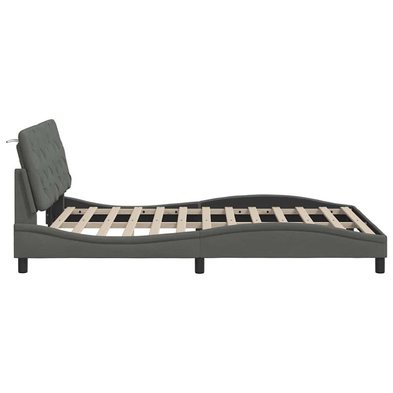 Casa si Gradina - Mobilier - Paturi si accesorii - Paturi - Cadru de pat cu LED fara saltea tesatura gri inchis 120x200 cm - Infinity.ro