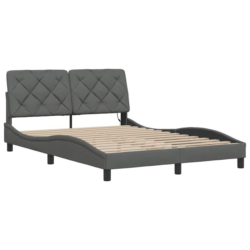 Casa si Gradina - Mobilier - Paturi si accesorii - Paturi - Cadru de pat cu LED fara saltea tesatura gri inchis 120x200 cm - Infinity.ro