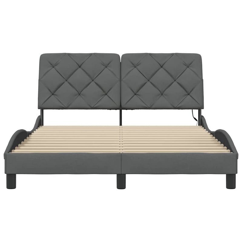Casa si Gradina - Mobilier - Paturi si accesorii - Paturi - Cadru de pat cu LED fara saltea tesatura gri inchis 120x200 cm - Infinity.ro