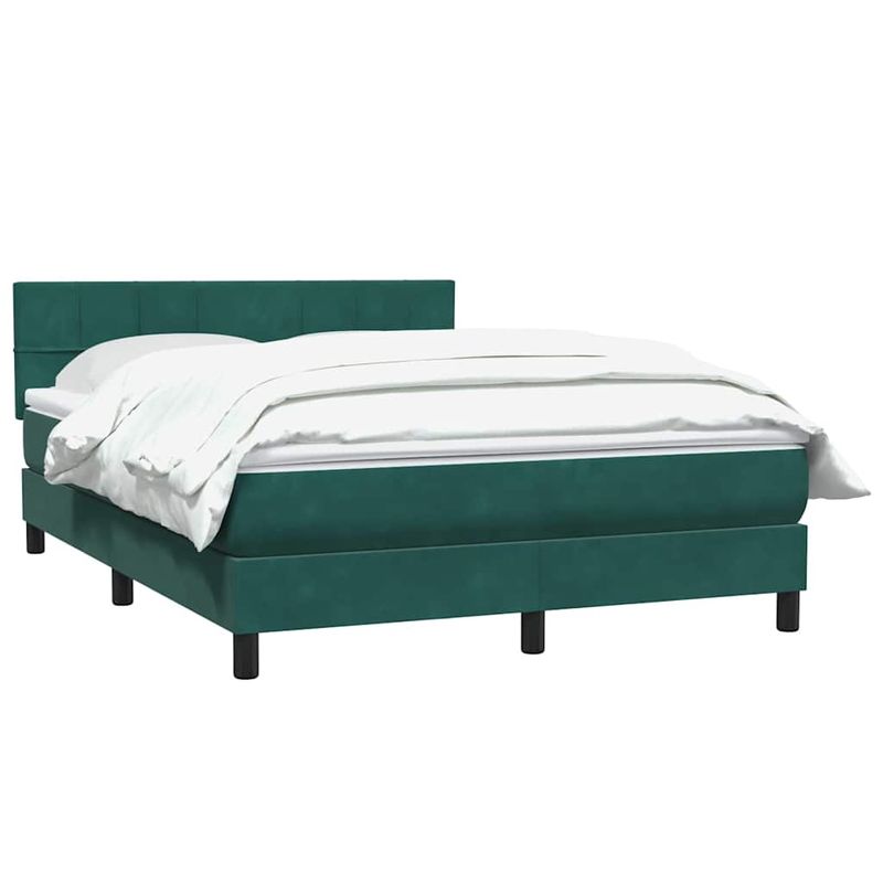 Casa si Gradina - Mobilier - Paturi si accesorii - Paturi - Pat box spring cu saltea, verde inchis, 160x220 cm, catifea - Infinity.ro