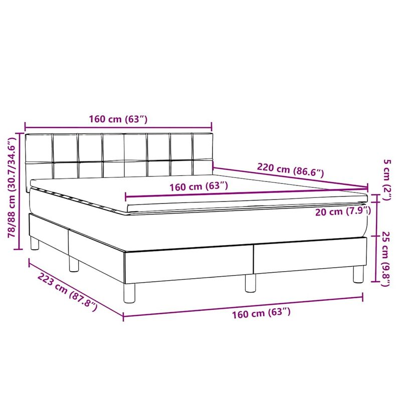 Casa si Gradina - Mobilier - Paturi si accesorii - Paturi - Pat box spring cu saltea, verde inchis, 160x220 cm, catifea - Infinity.ro