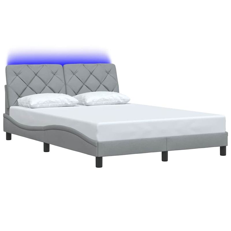 Casa si Gradina - Mobilier - Paturi si accesorii - Paturi - Cadru de pat cu LED fara saltea Gri deschis 140x190 cm Material - Infinity.ro
