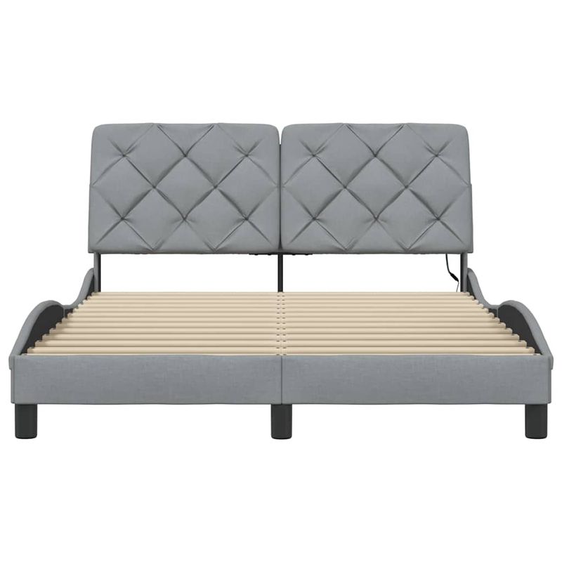 Casa si Gradina - Mobilier - Paturi si accesorii - Paturi - Cadru de pat cu LED fara saltea Gri deschis 140x190 cm Material - Infinity.ro