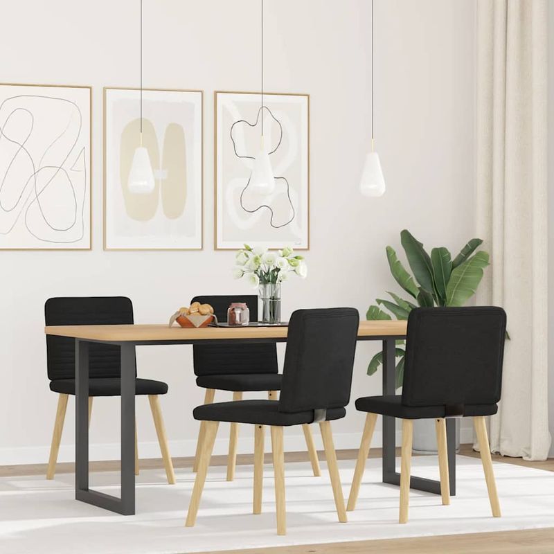 Casa si Gradina - Mobilier - Scaune si fotolii - Scaune - Scaune de bucatarie, 4 buc., negru, material textil - Infinity.ro