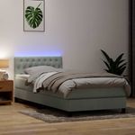 Casa si Gradina - Mobilier - Paturi si accesorii - Paturi - Pat box spring cu saltea, gri deschis, 80x220 cm, catifea - Infinity.ro