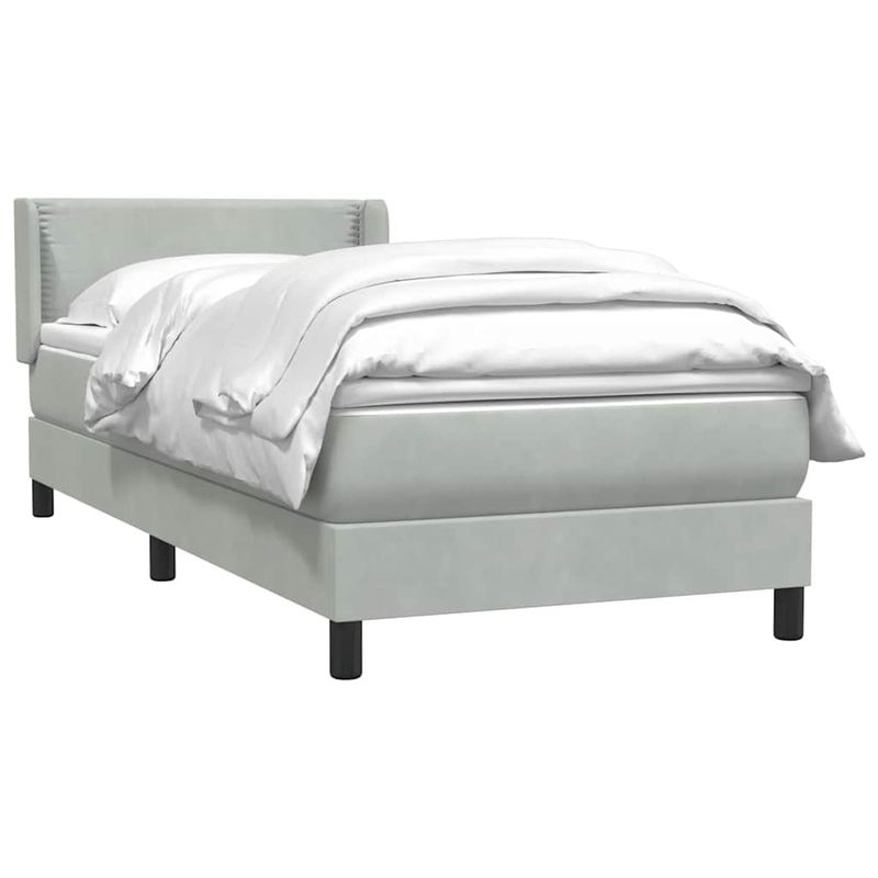 Casa si Gradina - Mobilier - Paturi si accesorii - Paturi - Pat box spring cu saltea, gri deschis, 90x210 cm, catifea - Infinity.ro