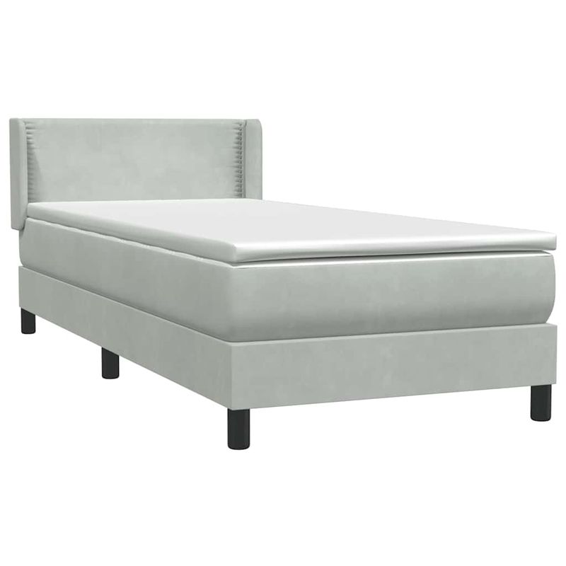 Casa si Gradina - Mobilier - Paturi si accesorii - Paturi - Pat box spring cu saltea, gri deschis, 90x210 cm, catifea - Infinity.ro