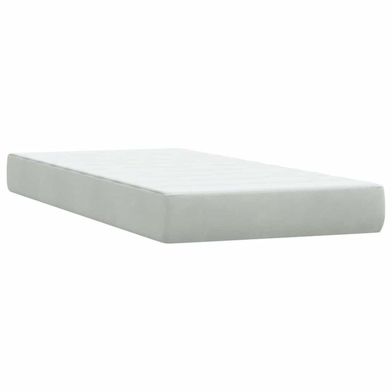 Casa si Gradina - Mobilier - Paturi si accesorii - Paturi - Pat box spring cu saltea, gri deschis, 90x210 cm, catifea - Infinity.ro