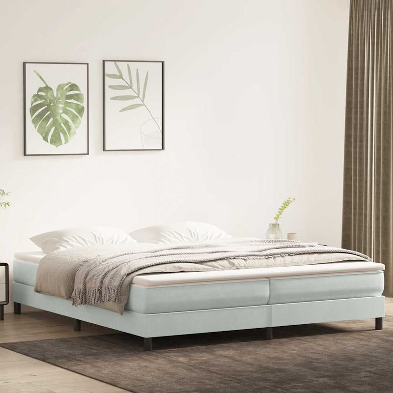 Casa si Gradina - Mobilier - Paturi si accesorii - Paturi - Pat cu arcuri fara saltea gri deschis 200x220 cm catifea - Infinity.ro