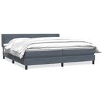 Casa si Gradina - Mobilier - Paturi si accesorii - Paturi - Pat box spring cu saltea, gri inchis, 180x220 cm, catifea - Infinity.ro