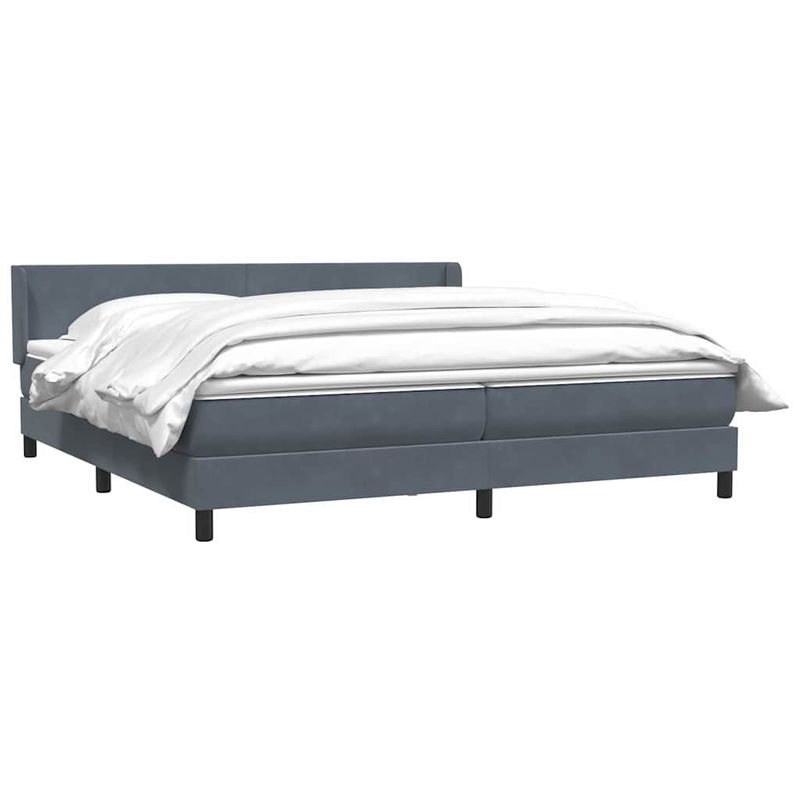 Casa si Gradina - Mobilier - Paturi si accesorii - Paturi - Pat box spring cu saltea, gri inchis, 180x220 cm, catifea - Infinity.ro