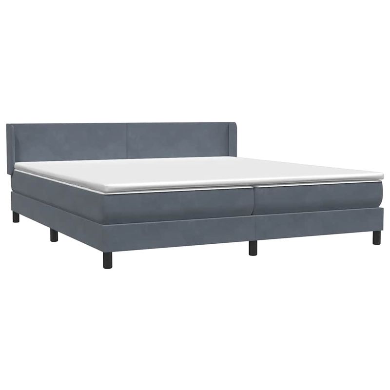 Casa si Gradina - Mobilier - Paturi si accesorii - Paturi - Pat box spring cu saltea, gri inchis, 180x220 cm, catifea - Infinity.ro