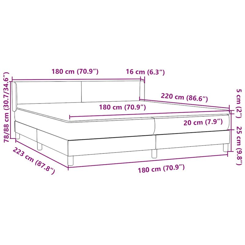Casa si Gradina - Mobilier - Paturi si accesorii - Paturi - Pat box spring cu saltea, gri inchis, 180x220 cm, catifea - Infinity.ro